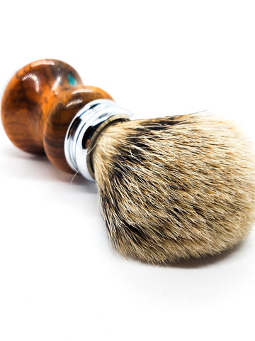 Hand-turned Badger Shave Brush Made From Texas Mesquite
