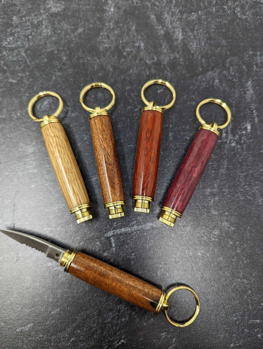 Handcrafted Wooden Keychain with Hidden Pocket Knife – Discreet and Practical Utility Tool