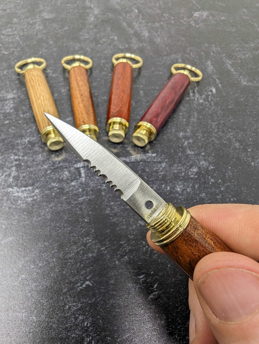 Handcrafted Wooden Keychain with Hidden Pocket Knife – Discreet and Practical Utility Tool