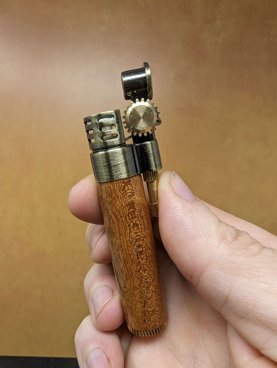 Hand-Turned Wood Barrel Lighter - Crafted Elegance