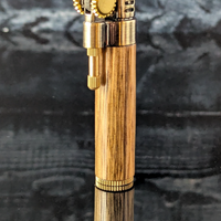 steampunk style slim lighter with a handcrafted wood barrel made from black limba