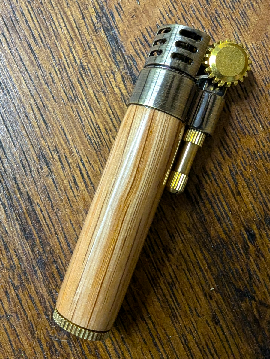 Hand-Turned Wood Barrel Lighter - Crafted Elegance