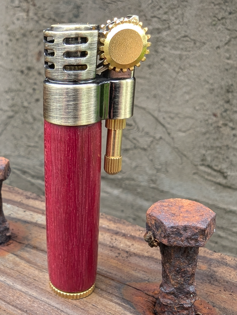 Hand-Turned Wood Barrel Lighter - Crafted Elegance