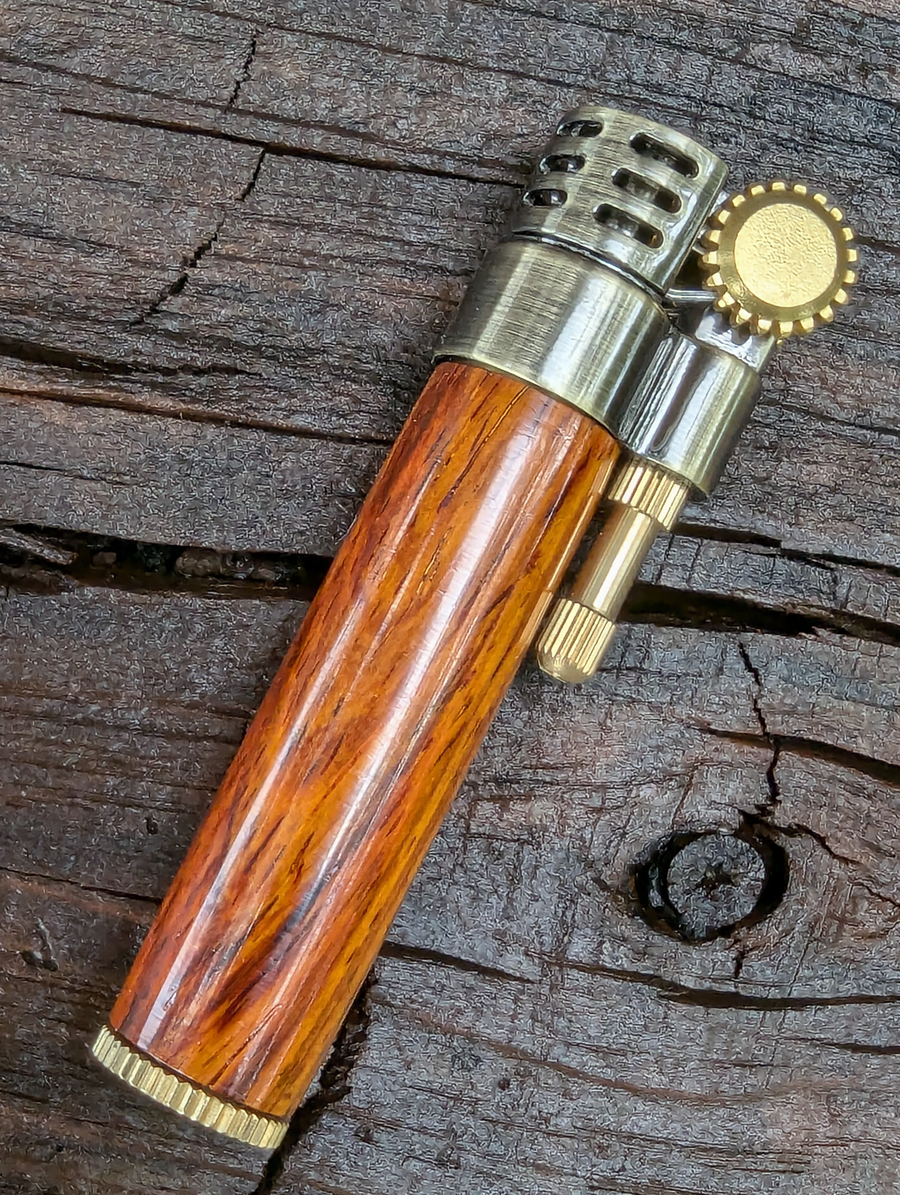 Hand-Turned Wood Barrel Lighter - Crafted Elegance