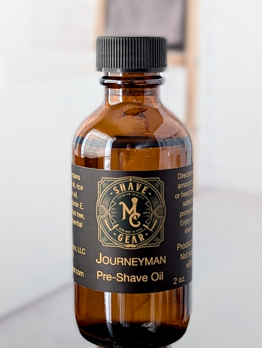 Journeyman All-Natural Pre-Shave Oil on white background from mc shave gear