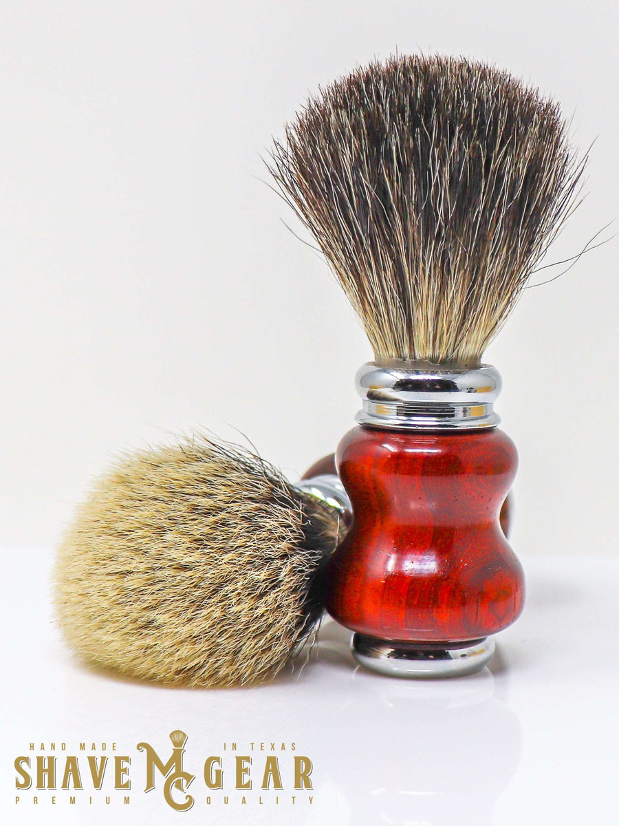 hand made badger brush in padauk wood