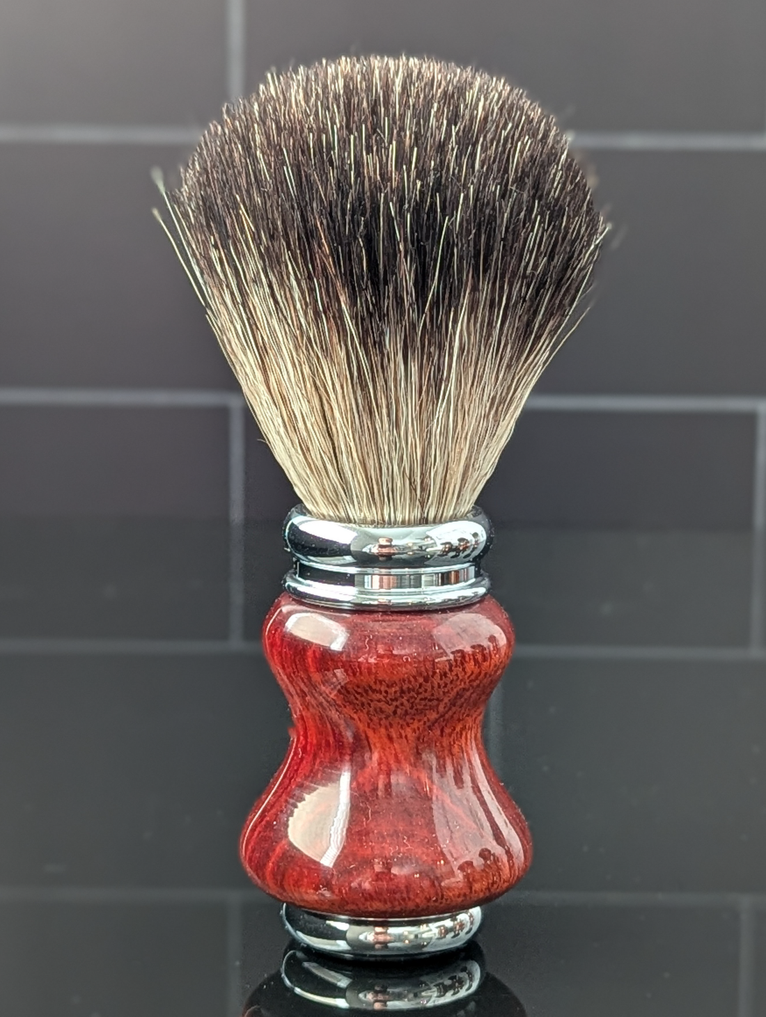 Hand-turned Badger Shave Brush in Padauk