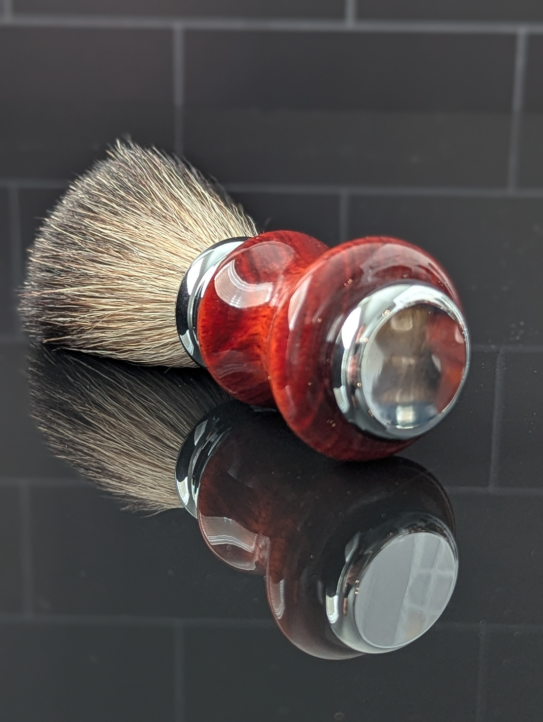 Hand-turned Badger Shave Brush in Padauk