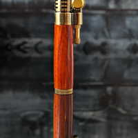 steampunk style slim lighter with a handcrafted wood barrel made from padauk