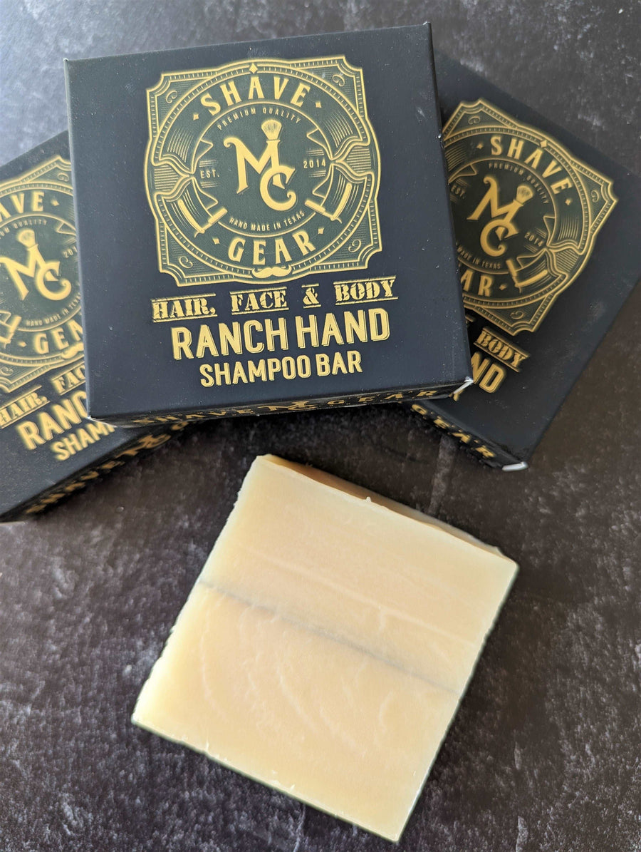 Ranch Hand All-In-One Hair, Face & Body Shampoo Bar for Men top view with boxes