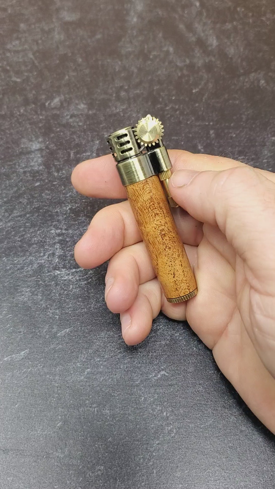 Hand-Turned Wood Barrel Lighter - Crafted Elegance