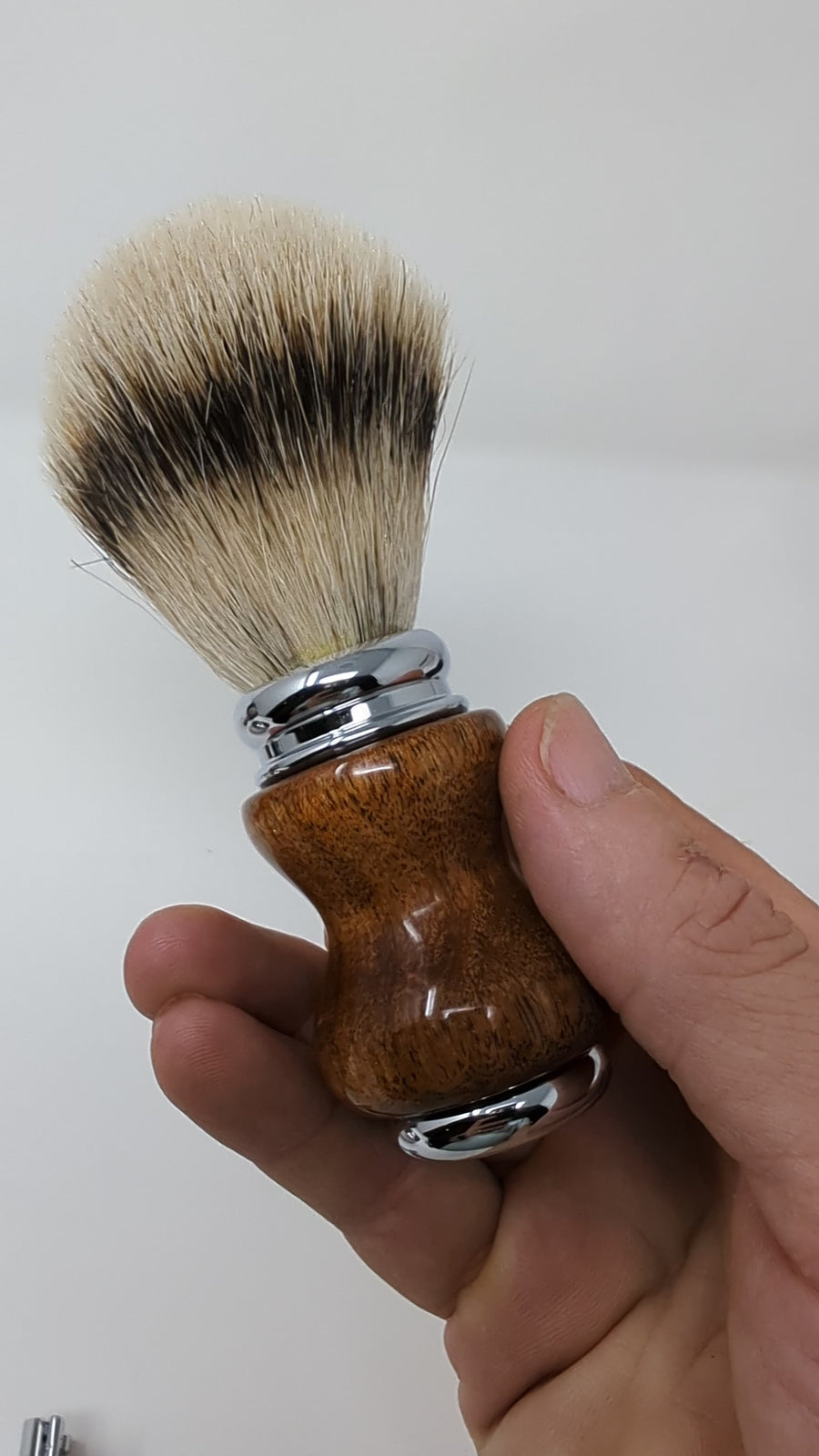 Hand-turned Badger Shave Brush Made From Texas Mesquite